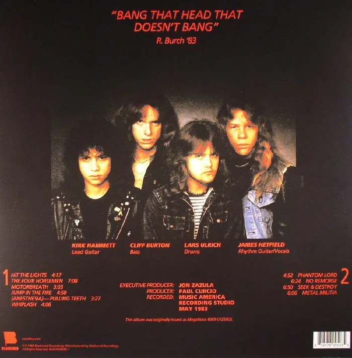 Back cover — METALLICA — Kill Em All (remastered)