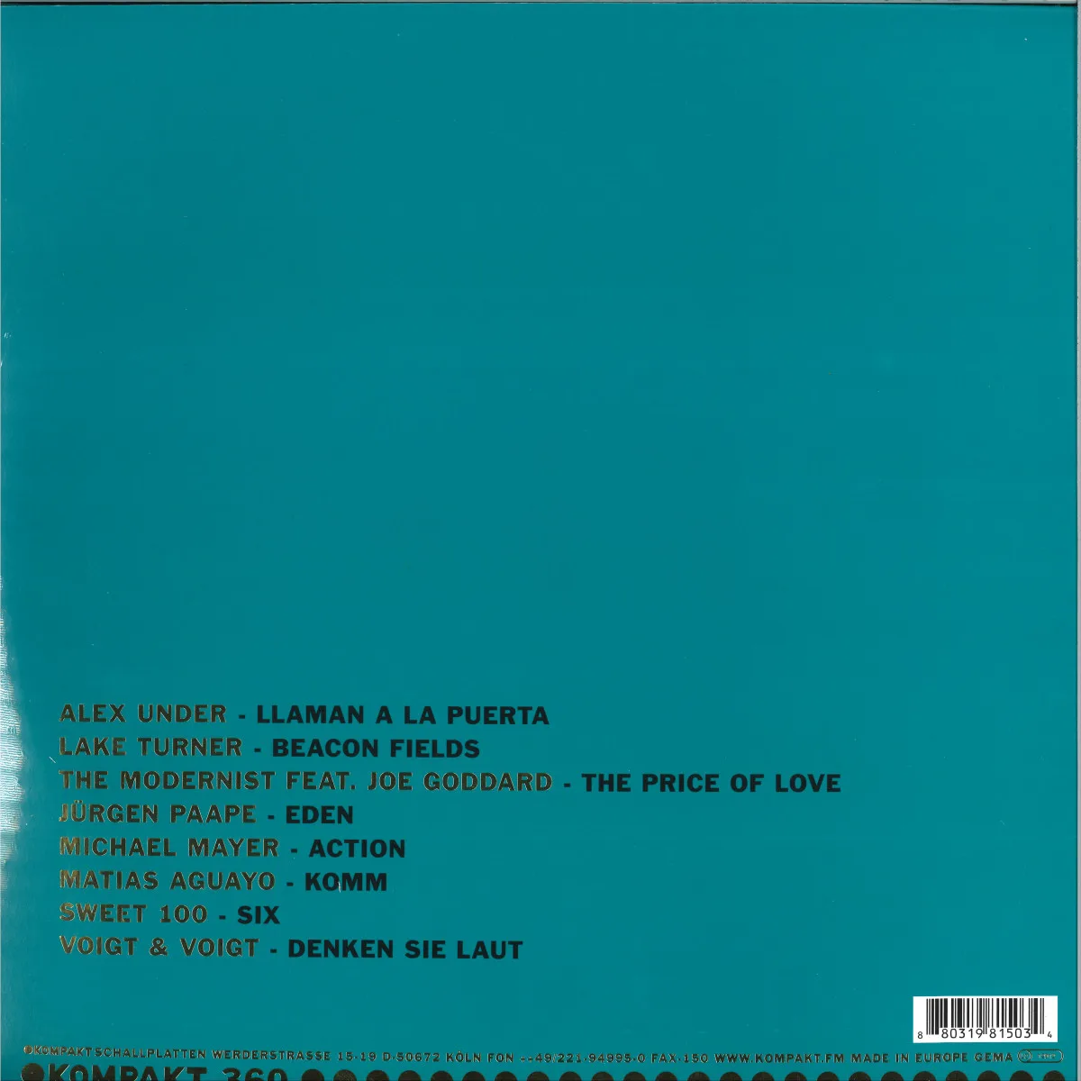 Back cover — Various — Total 16 (2x12")