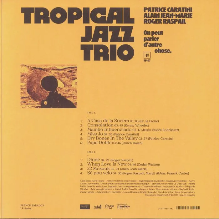 Back cover — TROPICAL JAZZ TRIO — On Peut Parler D'autre Chose