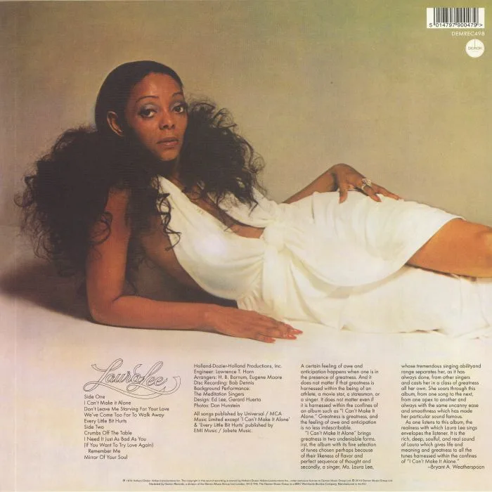 Обратная сторона обложки — Laura LEE — I Can't Make It Alone (reissue)