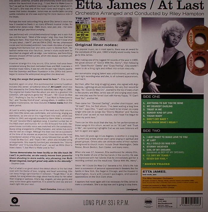 Back cover — Etta JAMES — At Last!