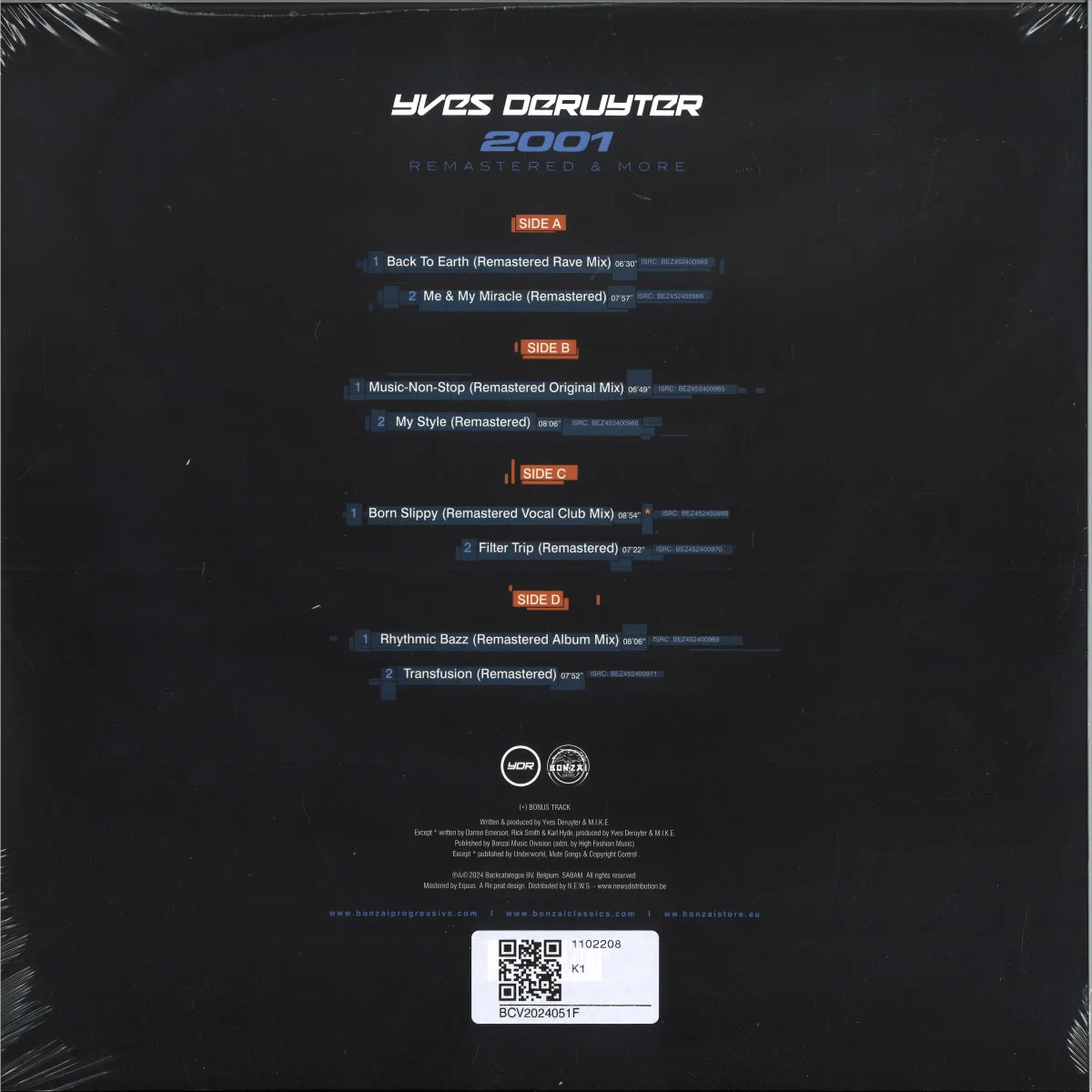 Back cover — Yves Deruyter — 2001 (REMASTERED & MORE) LP 2x12"