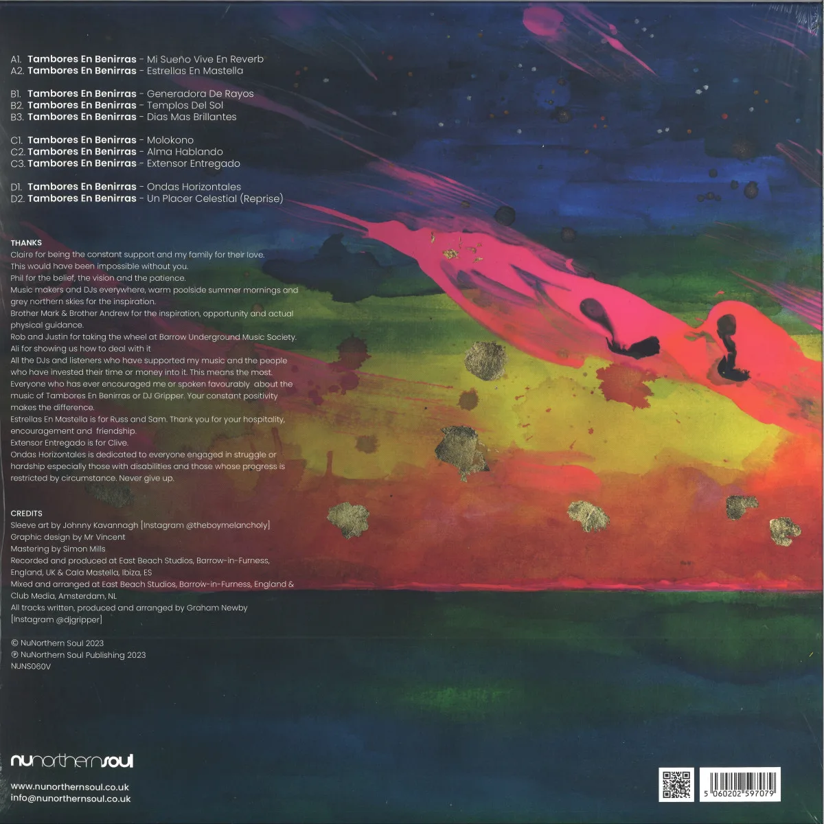 Обратная сторона обложки — Tambores En Benirras — Ondas Horizontales LP 2x12"