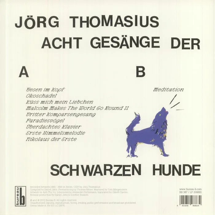 Обратная сторона обложки — Jorg THOMASIUS — Acht Gesaenge Der Schwarzen Hunde