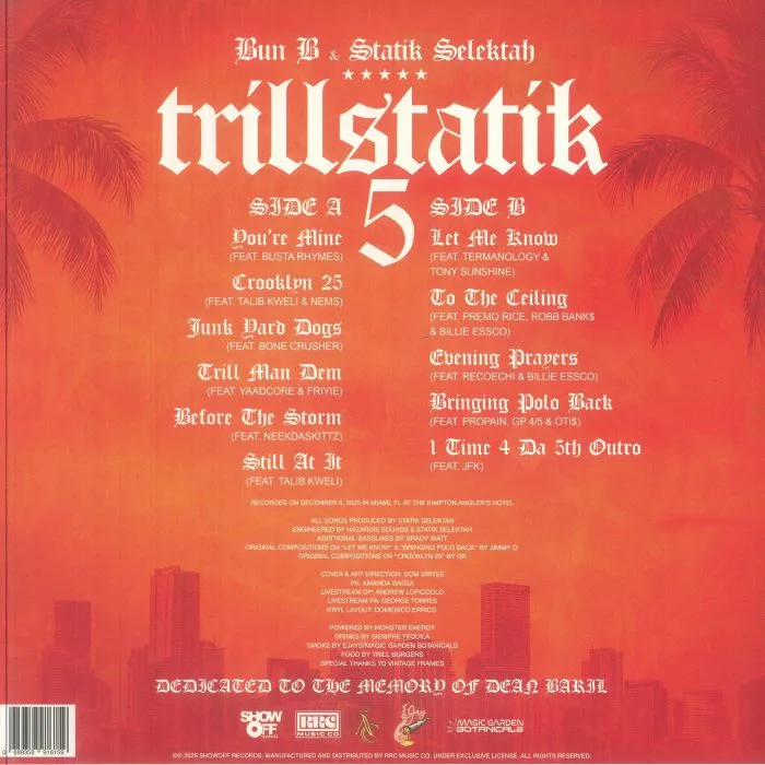 Обратная сторона обложки — BUN B / STATIK SELEKTAH — Trillstatik 5
