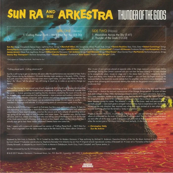 Back cover — SUN RA & HIS ARKESTRA — Thunder Of The Gods