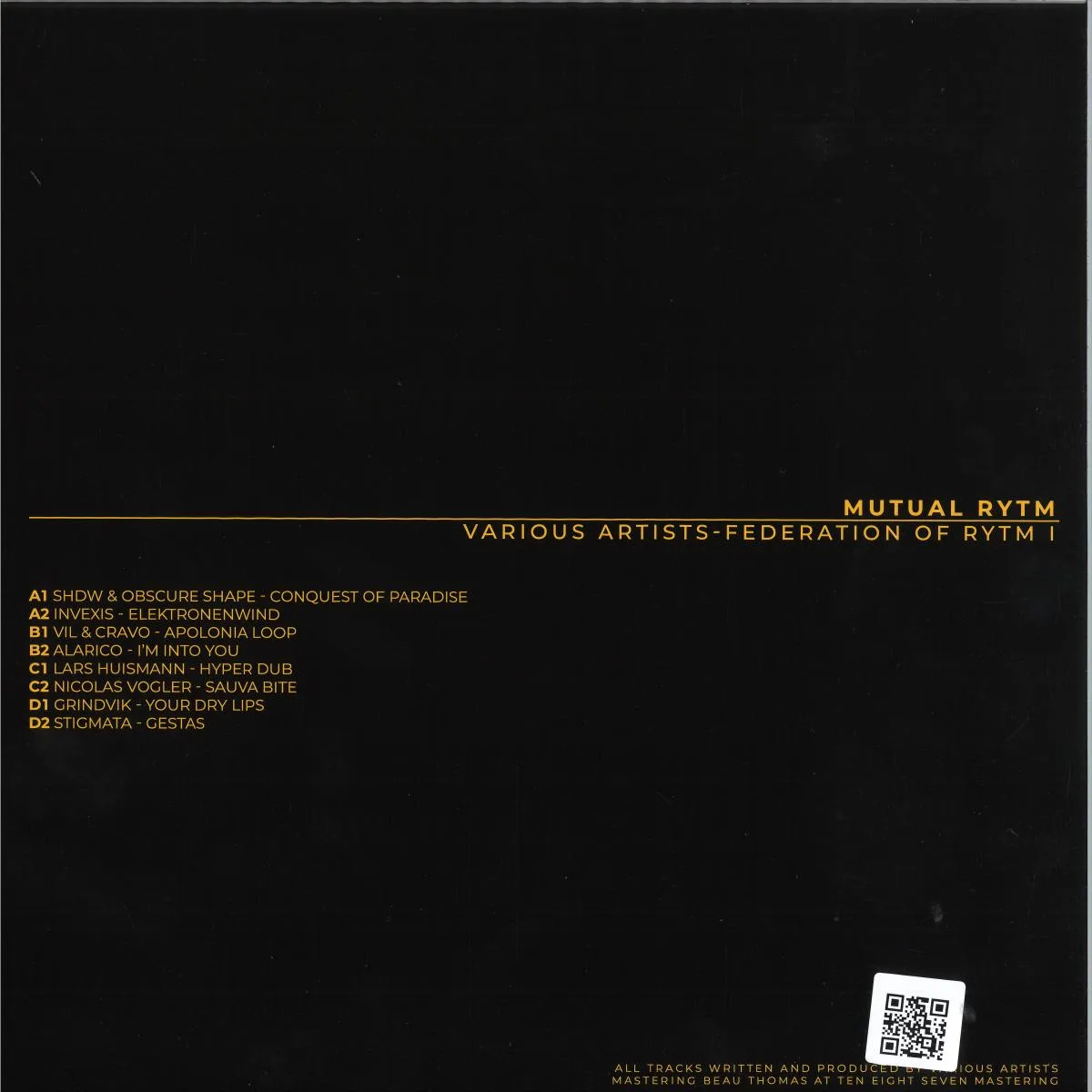 Обратная сторона обложки — Various — Federation Of Rytm I 2x12"