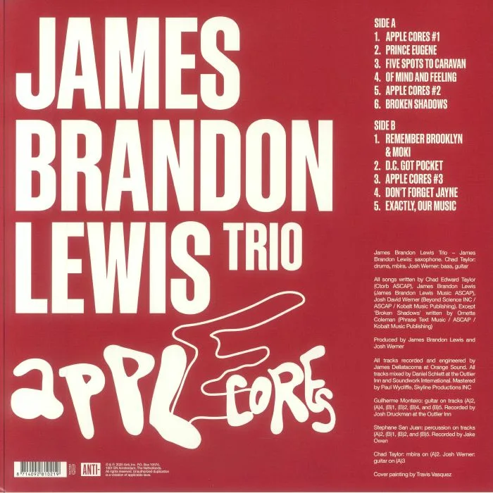 Обратная сторона обложки — JAMES BRANDON LEWIS TRIO — Apple Cores