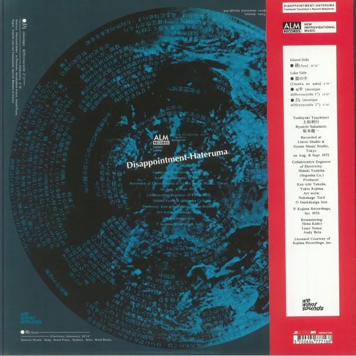 Обратная сторона обложки — Toshiyuki TSUCHITORI / RYUICHI SAKAMOTO — Disappointment Hateruma (remastered)