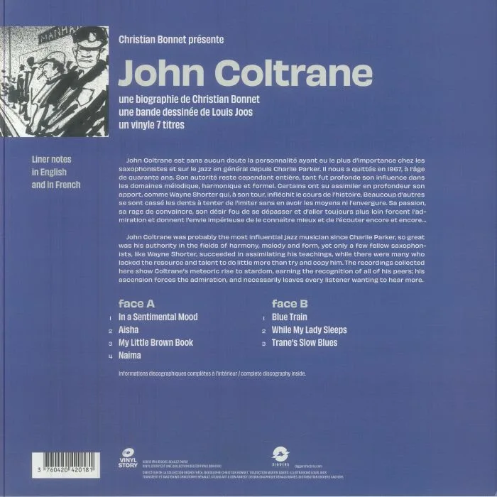 Back cover — John COLTRANE — Christian Bonnet Presente John Coltrane