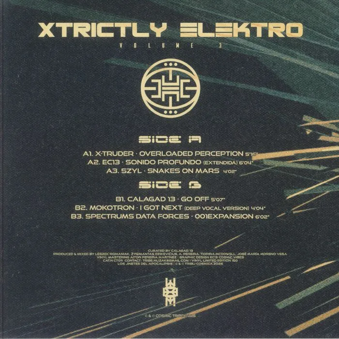 Обратная сторона обложки — X TRUDER / EC13 / 5ZYL / CALAGAD 13 / MOKOTRON / SPECTRUMS DATA FORCES — Xtrictly Elektro Vol 3 EP