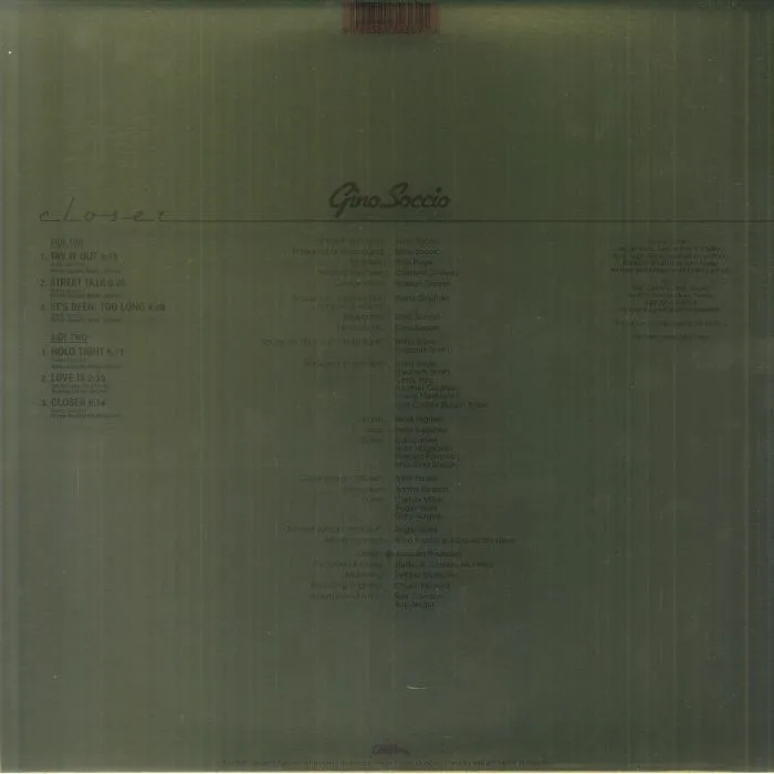 Обратная сторона обложки — Gino SOCCIO — Closer (reissue)