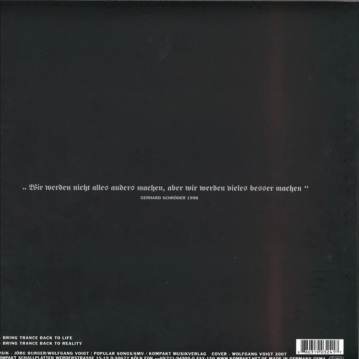 Back cover — Burger/Voigt — Bring Trance