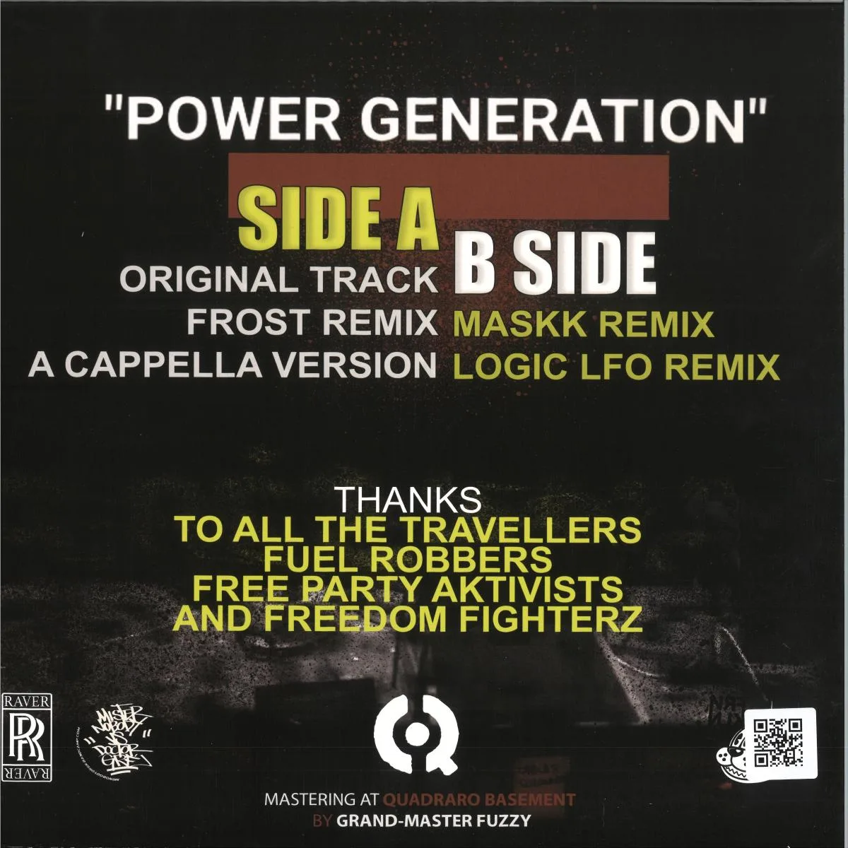Back cover — Dr Gré, Mr Nobody, Frost, Maskk, Logic LFO — Power Generation