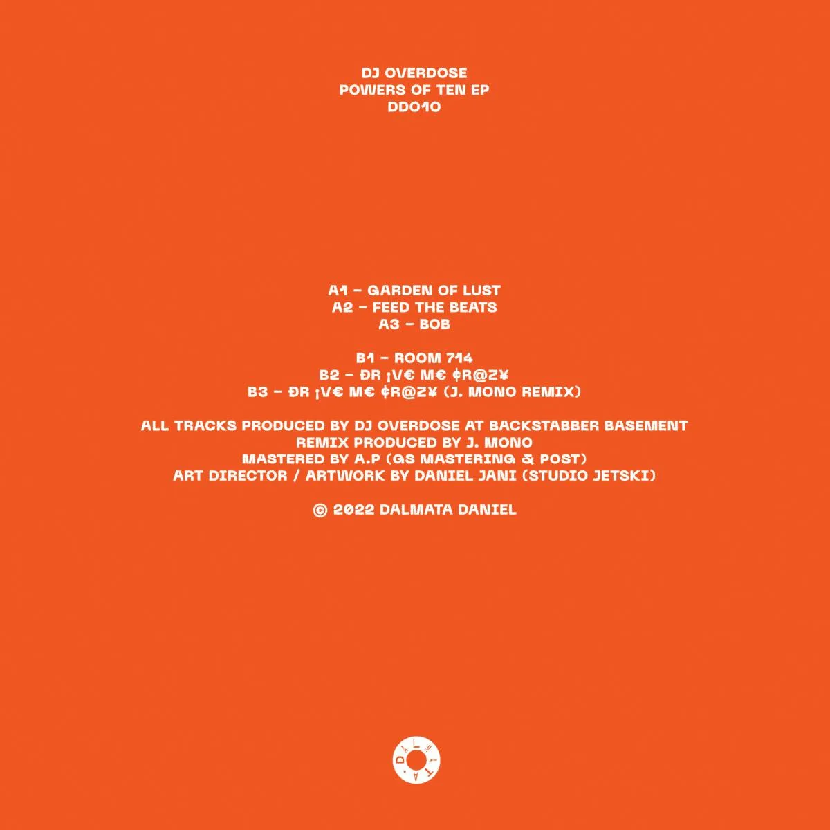 Back cover — Dj Overdose — Powers Of Ten EP