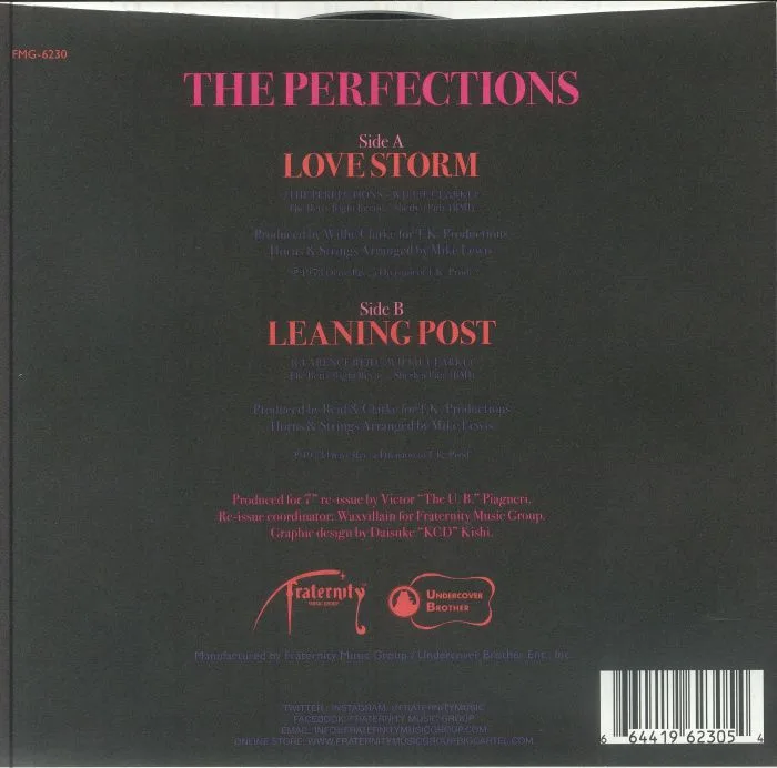 Back cover — The PERFECTIONS — Love Storm (reissue)
