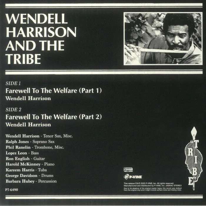 Back cover — Wendell HARRISON / THE TRIBE — Farewell To The Welfare (remastered)
