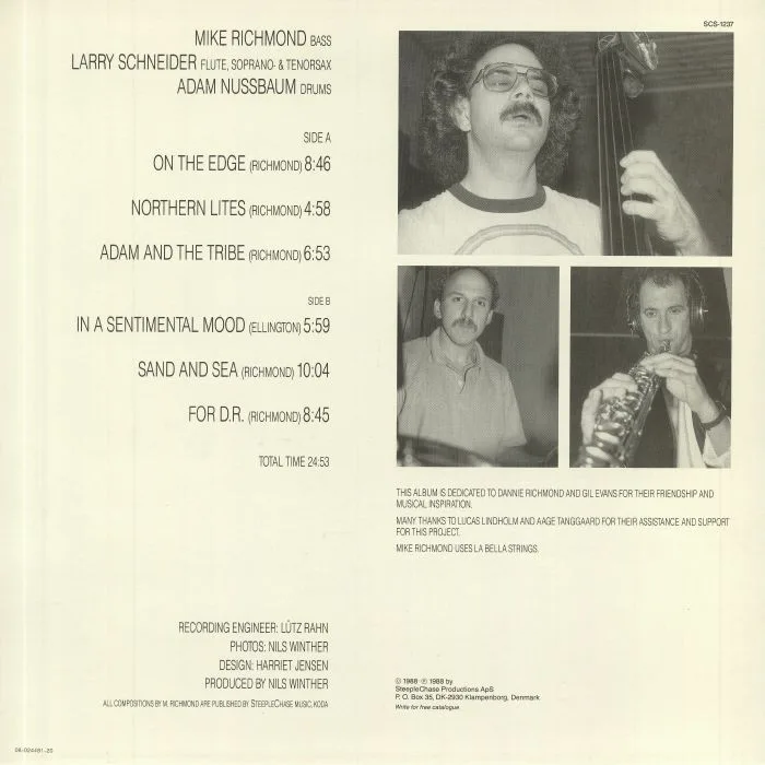 Обратная сторона обложки — Larry SCHNEIDER / ADAM NUSSBAUM / MIKE RICHMOND — On The Edge