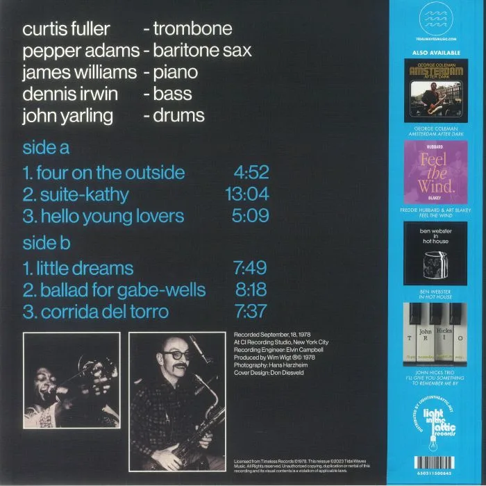 Back cover — Curtis FULLER — Four On The Outside (reissue)