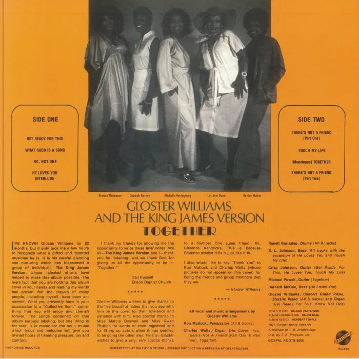 Back cover — Gloster WILLIAMS / THE KING JAMES VERSION — Together