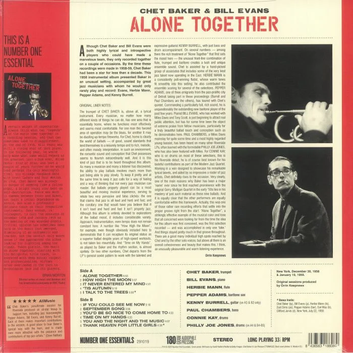 Back cover — Chet BAKER / BILL EVANS — Alone Together