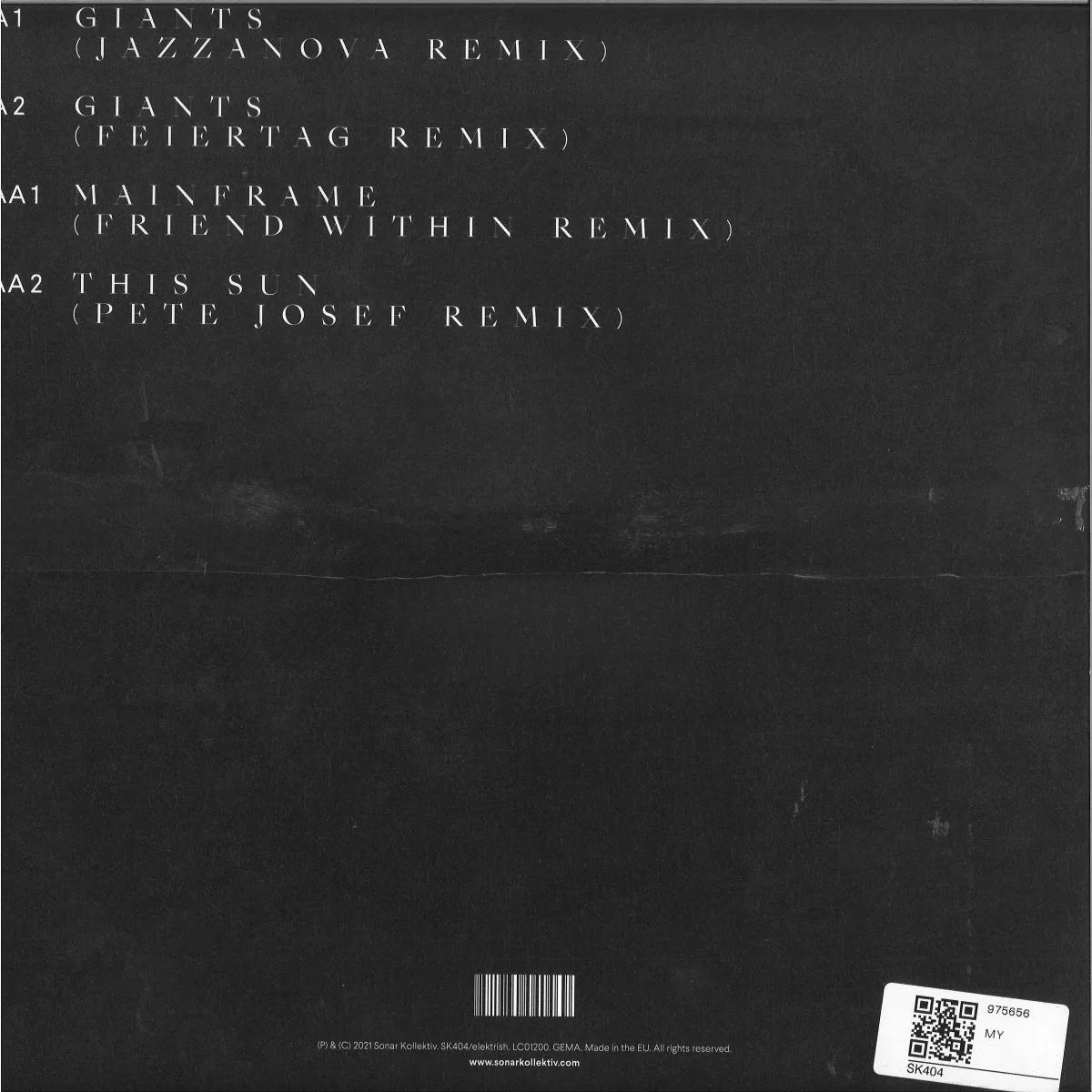 Обратная сторона обложки — Pete Josef — REMIXES