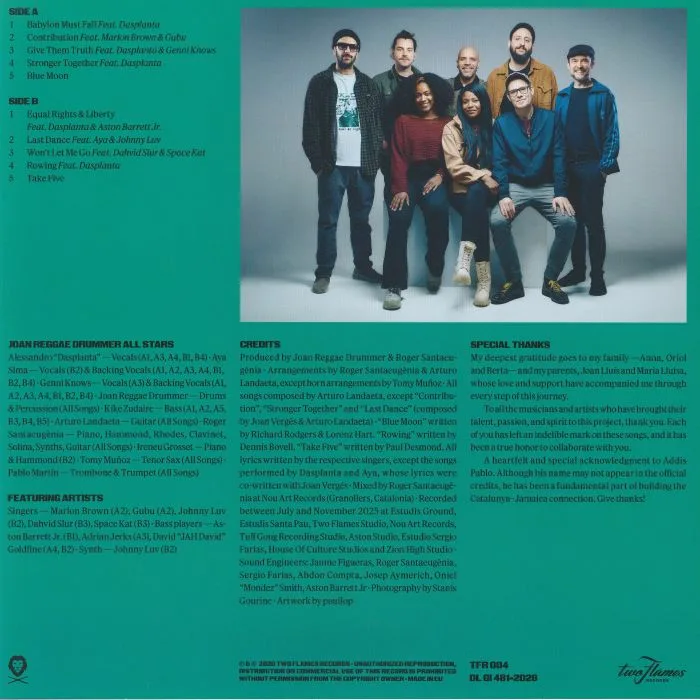 Back cover — JOAN REGGAE DRUMMER ALLSTARS — Stronger Together