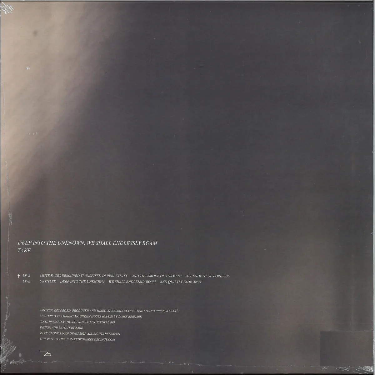 Обратная сторона обложки — Zake — Deep Into The Unknown We Shall Endlessly Roam LP