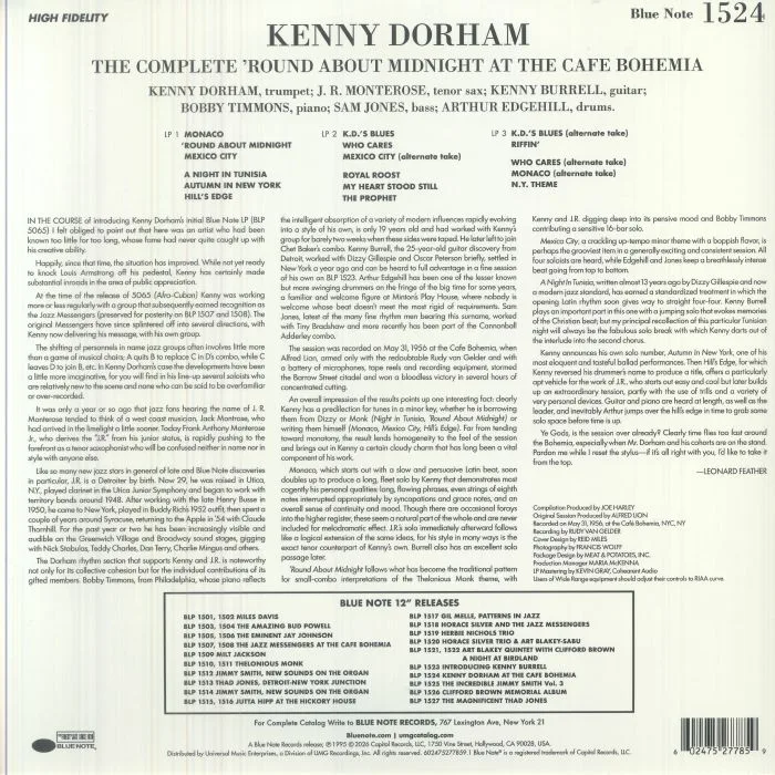 Back cover — Kenny DORHAM — The Complete 'Round About Midnight At The Cafe Bohemia (Blue Note Tone Poet Series)