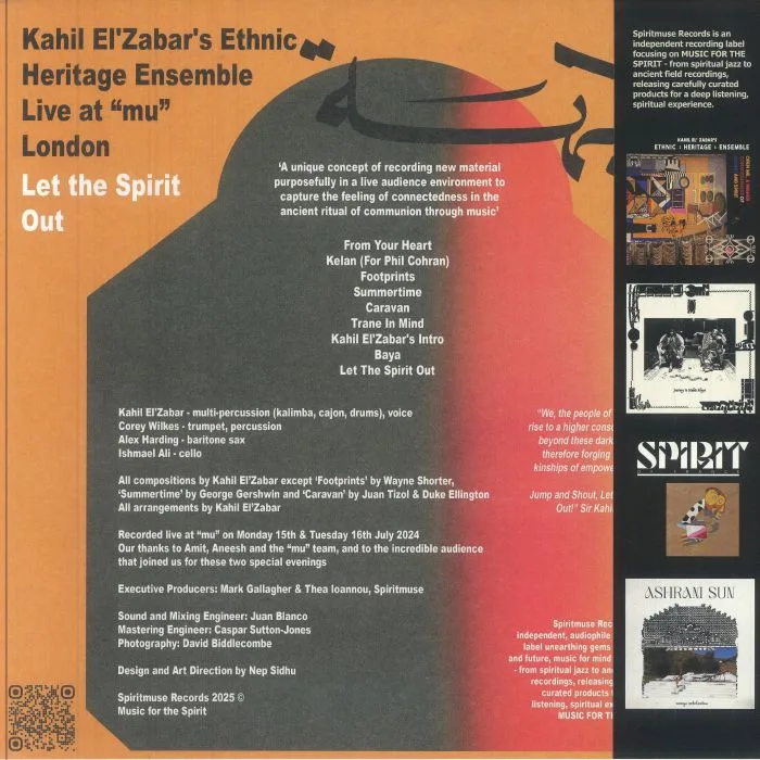 Обратная сторона обложки — Kahil EL'ZABAR — Let The Spirit Out: Live At "Mu" London