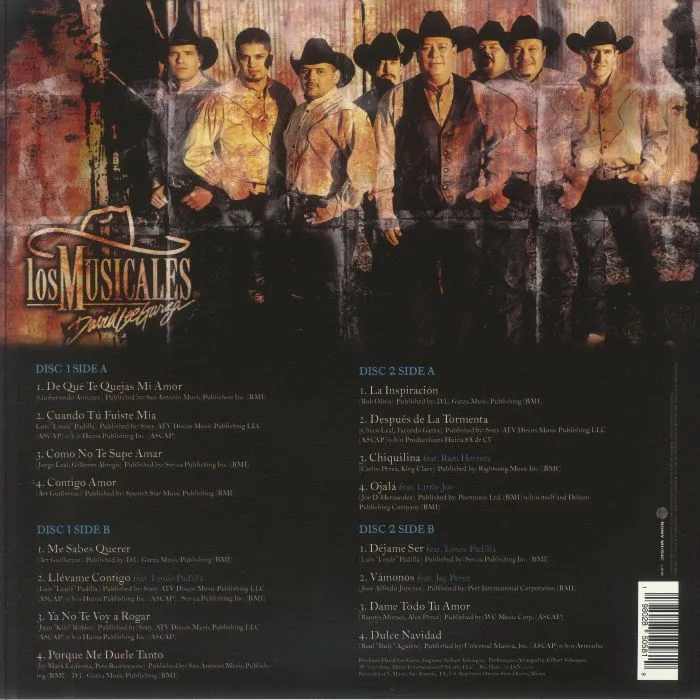 Обратная сторона обложки — David Lee GARZA / LOS MUSICALES — Estamos Unidos
