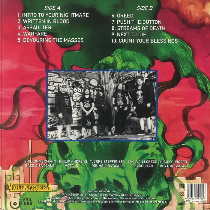 Back cover — OUTBURST — Devouring The Masses