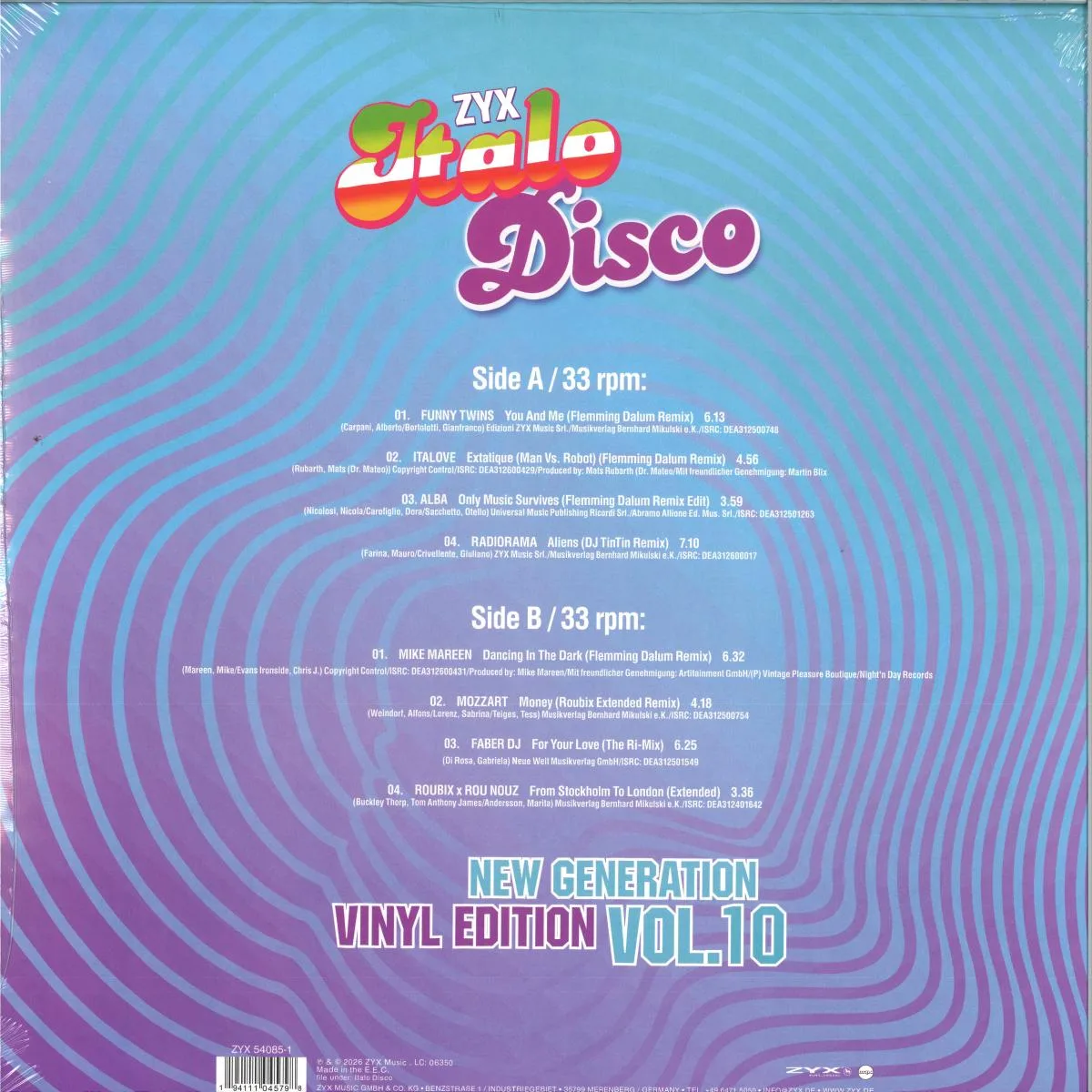 Обратная сторона обложки — Various — ZYX Italo Disco New Generation: Vinyl Edition Vol. 10 LP