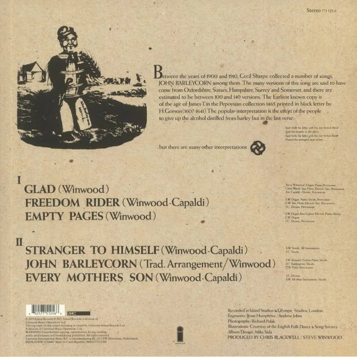 Обратная сторона обложки — TRAFFIC — John Barleycorn Must Die (remastered)