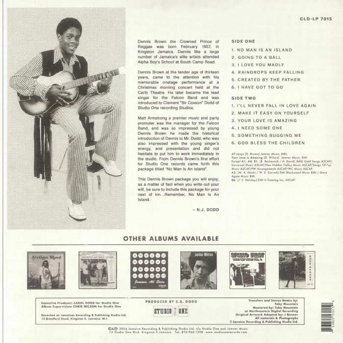Back cover — Dennis BROWN — No Man Is An Island
