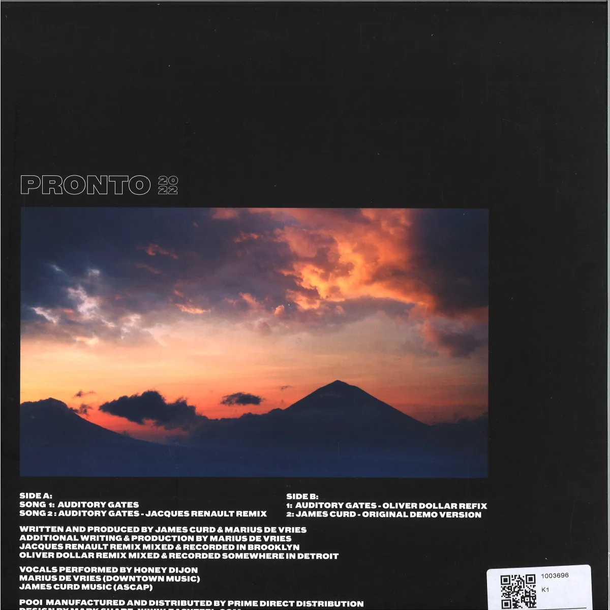 Обратная сторона обложки — James Curd/Marius De Vries — Auditory Gates EP