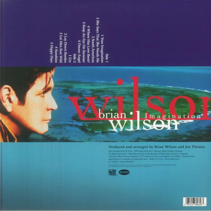 Обратная сторона обложки — Brian WILSON — Imagination (Record Store Day RSD 2026)