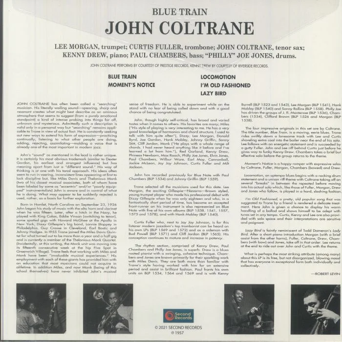 Back cover — John COLTRANE — Blue Train (reissue)