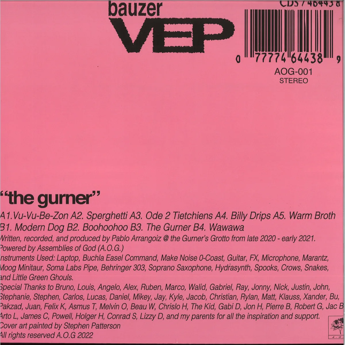 Back cover — Baüzer Vep — The Gurner LP