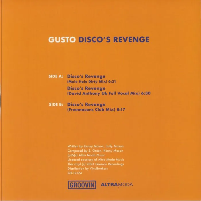 Обратная сторона обложки — GUSTO — Disco's Revenge