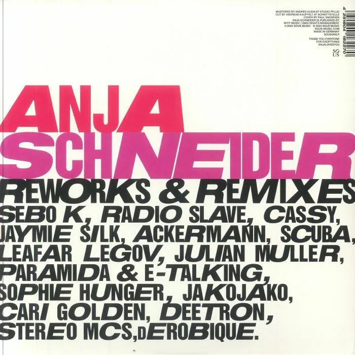 Обратная сторона обложки — Anja Schneider — Reworks & Remixes 3x12"