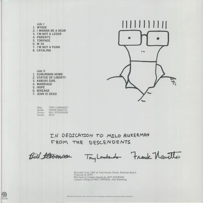 Обратная сторона обложки — DESCENDENTS — Milo Goes To College (reissue)