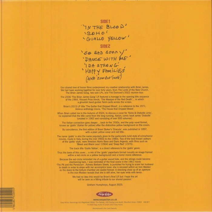 Back cover — Brian JAMES — Kicks & Diabolik Licks