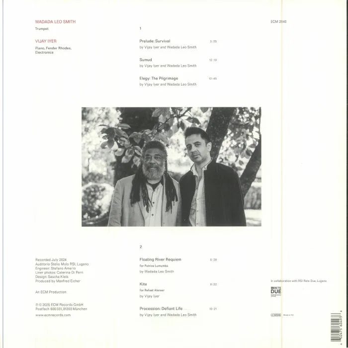 Обратная сторона обложки — Vijay IYER / WADADA LEO SMITH — Defiant Life