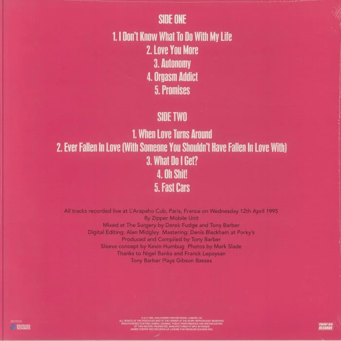 Back cover — BUZZCOCKS — Encore Du Pain (reissue)