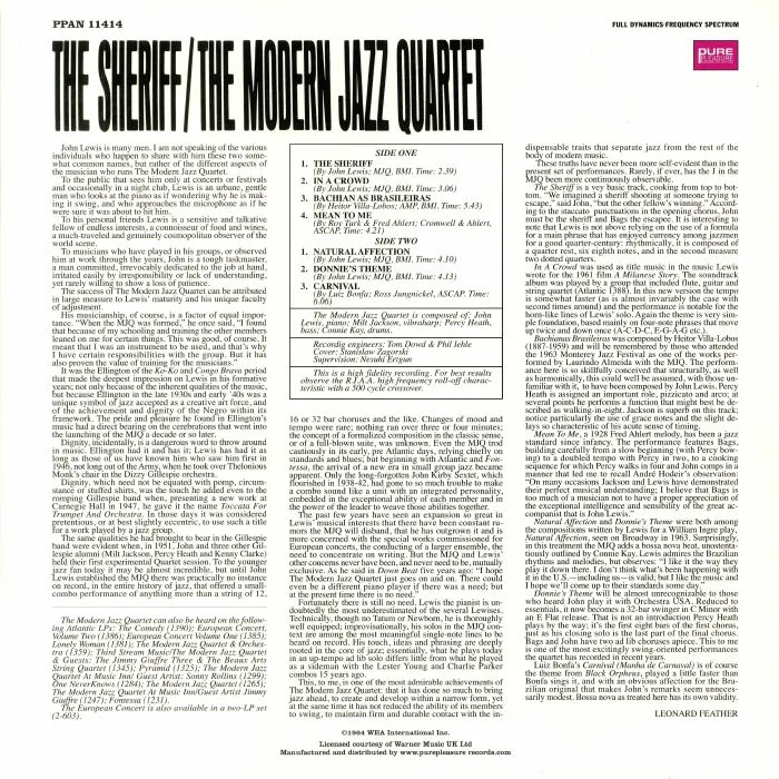 Обратная сторона обложки — The MODERN JAZZ QUARTET — The Sheriff