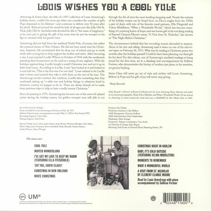 Back cover — Louis ARMSTRONG — Louis Wishes You A Cool Yule