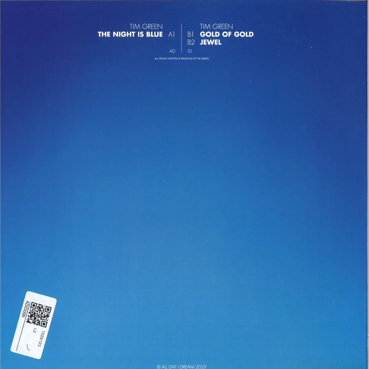 Обратная сторона обложки — Tim Green — The Night Is Blue EP