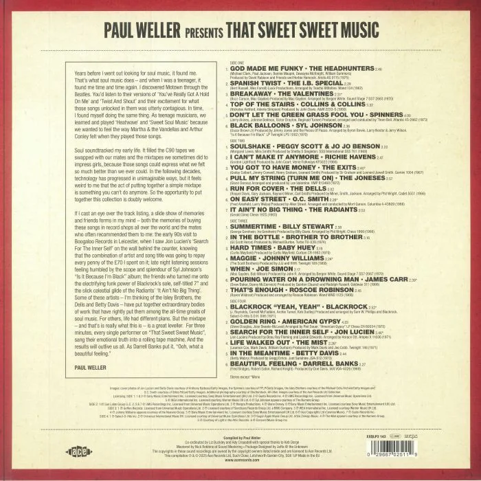 Обратная сторона обложки — Paul WELLER / VARIOUS — That Sweet Sweet Music