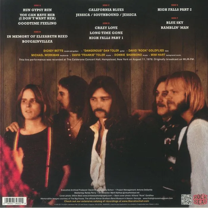 Обратная сторона обложки — Dickey BETTS & GREAT SOUTHERN — Southern Jam: New York 1978 (Record Store Day Black Friday RSD 2024)